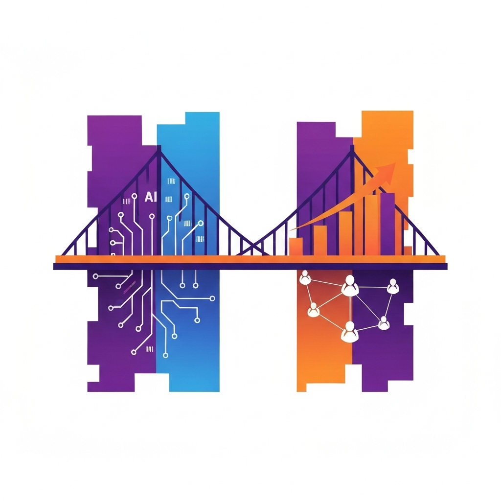 Bridge connecting AI technology with human potential, representing our mission to build AI-native ventures